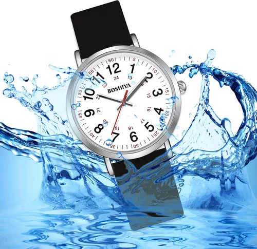 Vista 2 de BOSHIYA Mujer Easy Reader 1.417 in Reloj Correa de cuero Relojes (blanco)