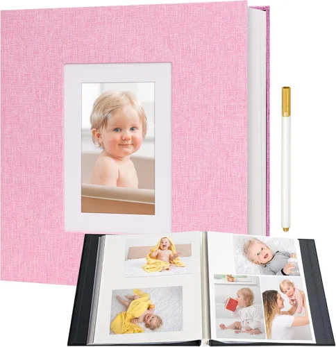 Vista 9 de Vienrose Álbum de fotos autoadhesivo para fotos de 2 x 3, 4 x 6, 5 x 7, 8 x 10 pulgadas, 40 páginas en blanco, cubierta de lino, libro de recuerdos