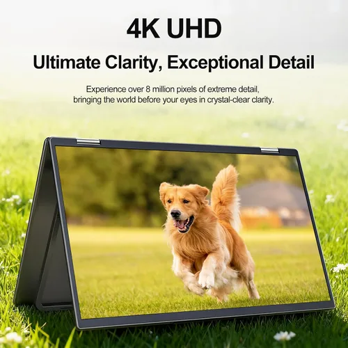 Vista 2 de InnoView Monitor Portátil Dual 4K de 15.6 pulgadas 3840x2160P 100% sRGB Owl Eye Vision - Diseño Plegable con Ajuste de Pantalla de 315°, Soporte