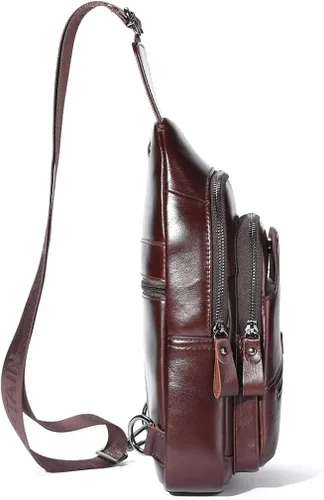 Vista 4 de KPYWZER Mochila de cuero para hombre