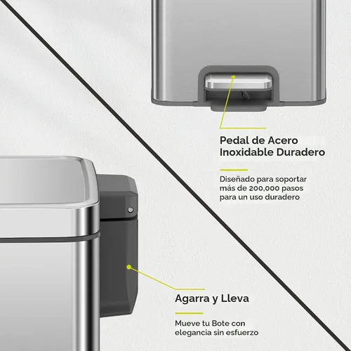 Vista 7 de EKO Madison - Cubo de basura de acero inoxidable cepillado de 1.6 galones o 6 litros, cubo de basura o cubo de reciclaje, forro interior extraíble