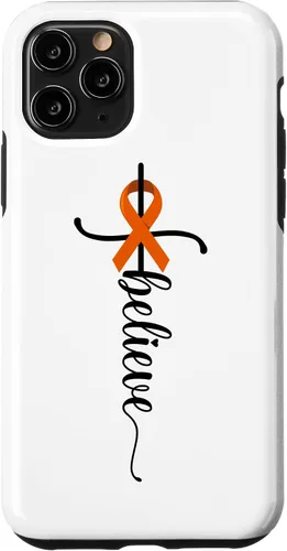 Vista 13 de iPhone 12 mini Believe Faith Survivor Warrior Orange Ribbon Estuche para cáncer de riñón