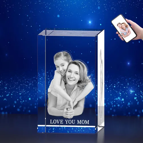 Vista 8 de Foto de cristal 3D, regalos personalizados para mujeres, ella, esposa, hombres, mamá, marido, gran regalo personalizado con tu propia foto