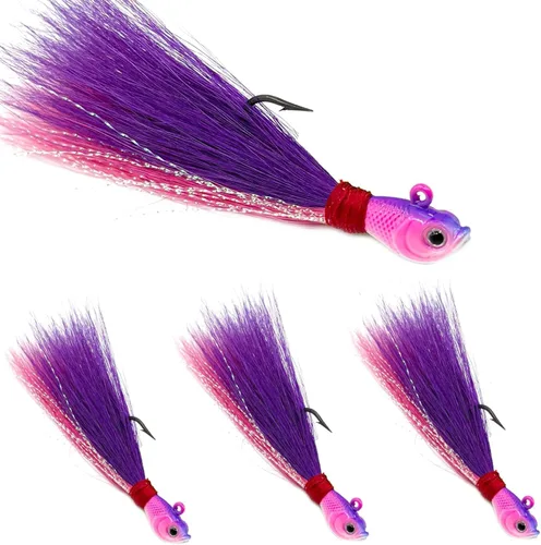 Vista 11 de Bucktail Jigs Saltwater 3Pcs/5Pcs Fish Hair Jig Lure Hooks,Fishing Hair Swimbait Jig Head Deer Hair Jig Surf Fishing for Walleye Striper