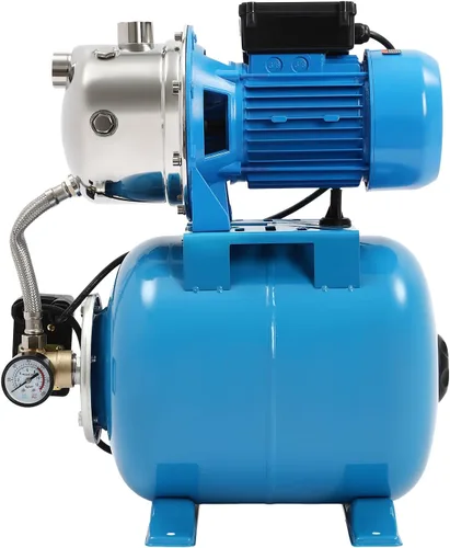 Vista 12 de Bomba de pozo poco profundo 1HP con tanque de presión, cabeza máxima de 148 pies, bomba de riego de acero inoxidable de 800 GPH con interruptor