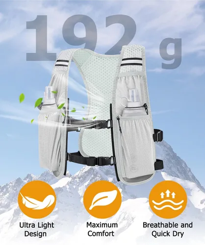 Vista 6 de NOOLA Chaleco de correr para mujeres y hombres, ligero con frascos suaves