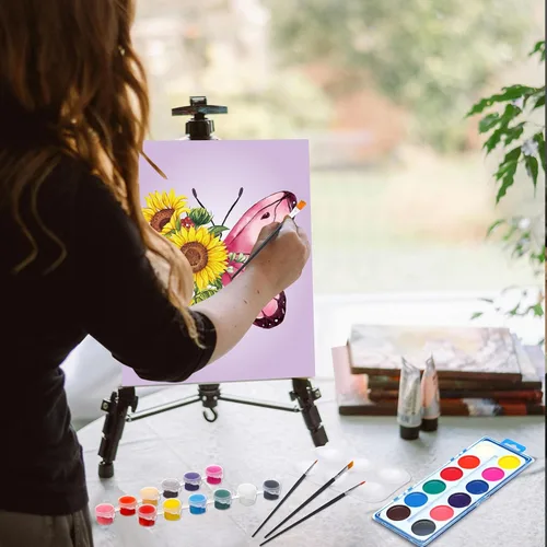 Vista 5 de Ctosree 12 juegos de lienzo predibujado para pintar adultos, kit de sorbo y pintura, lienzo preimpreso a granel para Pascua, Día de la Madre