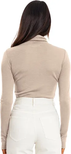 Vista 3 de Trendy Queen Camisas de manga larga con cuello alto falso para mujer, a la moda, básicas, ajustadas, suaves, térmicas, para otoño