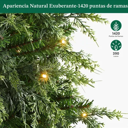 Vista 6 de SHareconn Árbol de Navidad de ciprés artificial preiluminado de 7 pies 390 luces blancas cálidas y multicolor, 17 modos de control remoto, 1420