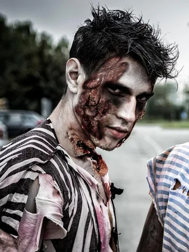 Vista 4 de Libima Máscara de prótesis de Halloween, disfraz de asesino aterrador, disfraz de Halloween, heridas de látex, máscara de miedo, accesorios