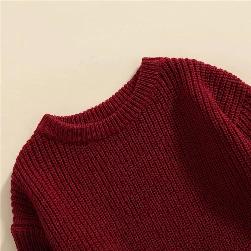 Vista 2 de Suéter de punto para bebé niña y niño, sudadera cálida con cuello redondo y manga larga para bebé