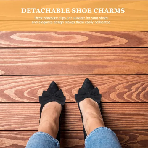 Vista 6 de LIFKOME Black Bow Shoe Clips Ribbon Detachable Shoes Buckle Wedding Bridal Shoe Buckle Shoe Charms Decoration for DIY
