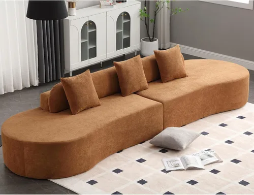Vista 11 de Sofá curvo de 130.5 pulgadas para sala de estar, moderno sofá modular minimalista en nube, sofá de gran tamaño comprimido sin hueso de 3 plazas