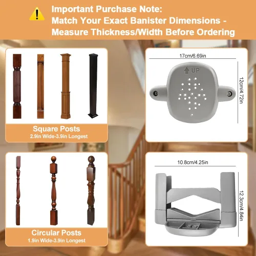 Vista 7 de Kit de adaptador de barandilla para puerta de bebé, kit de montaje de 2 piezas de puerta de escalera, accesorios de montaje sin taladrar