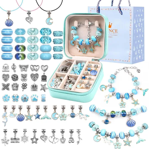 Vista 11 de UFU Kit de fabricación de pulseras con dijes, kit de fabricación de joyas, regalo para niñas de 5, 6, 7, 8 a 12, un dulce regalo de cumpleaños
