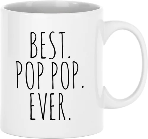 Vista 5 de Best Pop Ever Taza para el Día del Padre para el Abuelo, regalo de nietos, mango negro y interior de 11 onzas Mango y interior negros