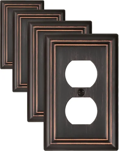 Vista 17 de Juego de 1 placa de pared de metal, bronce envejecido Midsize 1 Toggle 1 Decorator Combo Wall Plate for GFCI Outlets, Light Switches, Ideal for