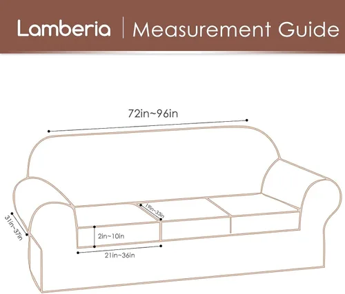 Vista 6 de Lamberia Funda de sofá de alta elasticidad para sofá de 3 cojines, 4 piezas, gruesa y lavable, funda de sofá jacquard de felpa, protector de muebles