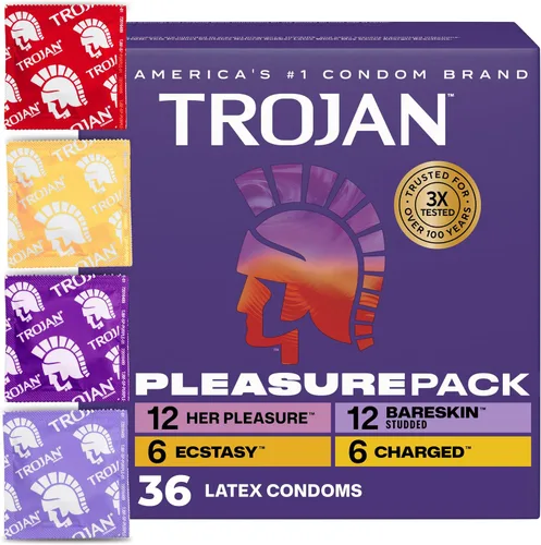 Vista 33 de Trojan Bareskin - Preservativos finos, paquete variado Everythin, condón de látex lubricado, 10
