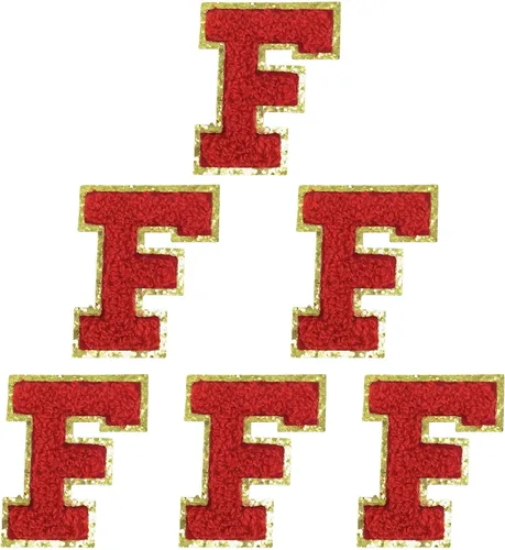 Vista 23 de 6 parches de letras de felpilla autoadhesivas de 2 pulgadas, parches de letras universitarias de la A a la Z, parche de reparación bordado