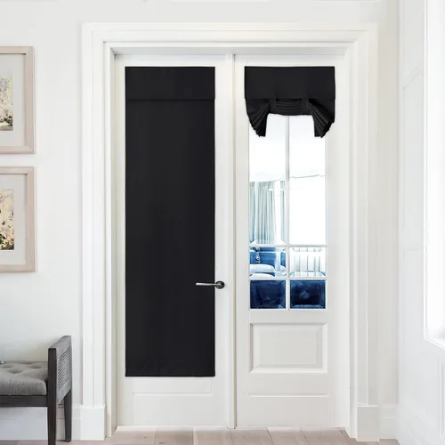Vista 9 de PONY DANCE Cortinas de luz lateral, persianas opacas con aislamiento térmico para puerta francesa, puerta de vidrio de patio, 12 pulgadas de ancho x