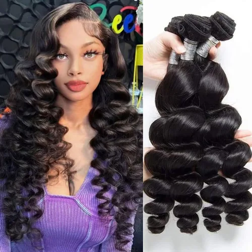 Vista 14 de Extensiones de cabello humano ondulado de 16, 18, 20, 22 pulgadas, grado 10A, extensiones de cabello humano ondulado 100% sin procesar, color negro