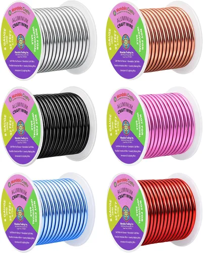 Vista 384 de Mandala Crafts - Alambre de aluminio anodizado de calibre 22 para hacer joyas - 137.2 m de alambre flexible surtido y coloreado - Doble para bonsái