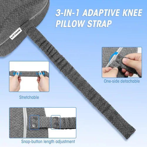 Vista 11 de LITTOAK - Almohada de rodilla para personas que duermen de lado y alivio del dolor de ciática Almohada de pierna para dormir de lado con correa