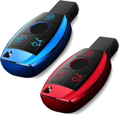 Vista 14 de Intermerge para funda de llavero Mercedes Benz, funda de llave de TPU suave premium compatible con Mercedes Benz C E S M CLS CLK G Class, llave Azul