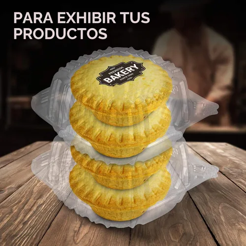 Vista 4 de Stock Your Home - Envase de plástico para llevar alimentos y postres, 25 unidades de 5 x 5 pulgadas, envases de plástico con bisagras, desechables