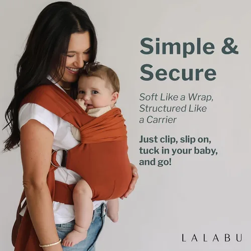 Vista 6 de Lalabu The Simple Wrap Baby Wraps Carrier - Elegante portabebés para recién nacidos y niños pequeños de 13 a 28 libras. Probado en seguridad, fácil