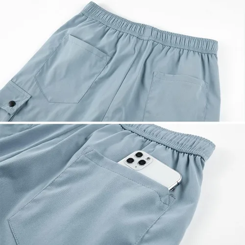 Vista 4 de Msmsse Pantalones cortos de senderismo para mujer, suaves, informales, ligeros, deportivos, hasta la rodilla, pantalones cortos de verano