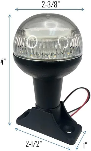 Vista 2 de Pactrade Marine Barco LED toda la luz redonda de navegación del ancla SS poste 4" H USCG 2NM