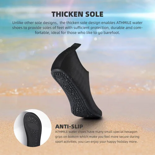 Vista 4 de ATHMILE Zapatos de agua para mujeres y hombres, calcetines de secado rápido, para playa, natación, piscina, río, yoga, lago, surf, deportes