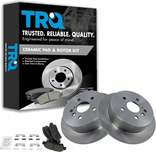 Vista 131 de TRQ Juego de pastillas de freno y rotor de cerámica trasera compatible con Honda Accord V6 1998-02 3.0L con frenos de disco traseros 02-06 Acura RSX