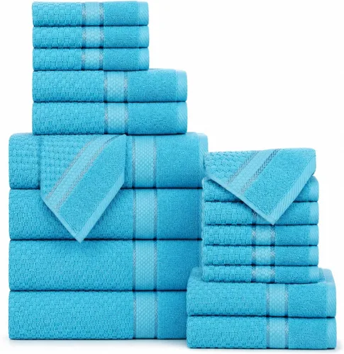 Vista 17 de Ample Decor Juego de toallas de baño 100% algodón, 6 piezas, suaves y absorbentes, de secado rápido, juego de toallas de baño