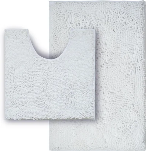 Vista 52 de Juego de alfombras de baño de 2 piezas, súper absorbente suave, gruesa, lavable en lavadora, alfombra de baño de chenilla antideslizante, alfombra
