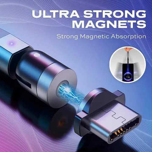 Vista 3 de Statik 360 Cable de carga magnético - Cargador tipo C 3 en 1 cable USB C a USB C, puntas Micro USB e iProduct, adaptador USB A, cable de carga