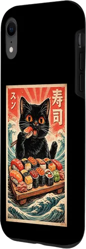 Vista 2 de Cute Kawaii Sushi Cat Funny Japanese Cat Eating Sushi Case for iPhone XR
