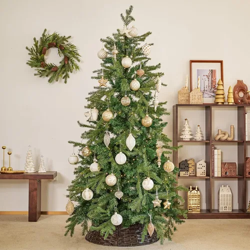 Vista 6 de DN DECONATION Adornos navideños de cristal de mercurio, lágrima y adorno de Dorado champán