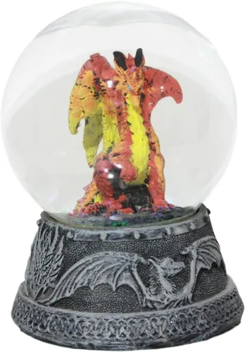 Vista 3 de Ebros - Figura pequeña de globo de agua con purpurina de 4.5 pulgadas de alto, globo de agua de dragón volcánico de lava y fuego mítico