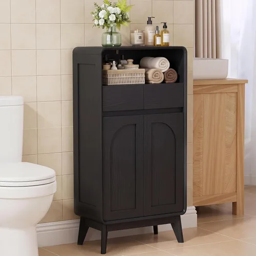 Vista 7 de Gabinete de almacenamiento de baño de 45" alto, roble negro