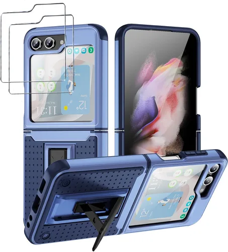 Vista 31 de Jeylly Funda para Samsung Z Flip 3, Z Flip 4, de grado militar, a prueba de golpes, con soporte estable, protección de bisagra, cubierta resistente
