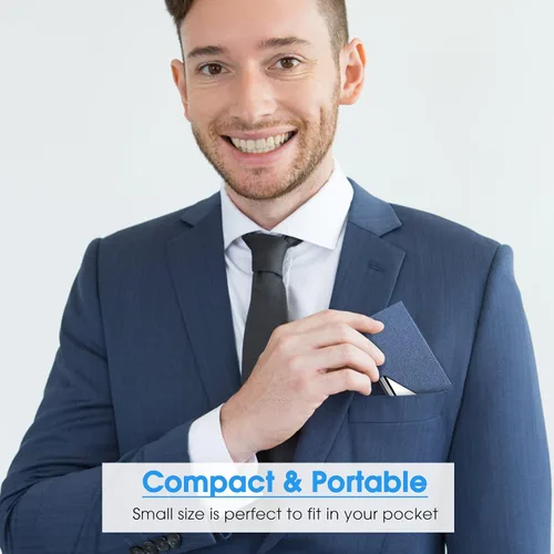 Vista 5 de MaxGear Tarjetero de visita portatarjetas de metal para mujeres y hombres cartera delgada de piel sintética y acero inoxidable bolsillo