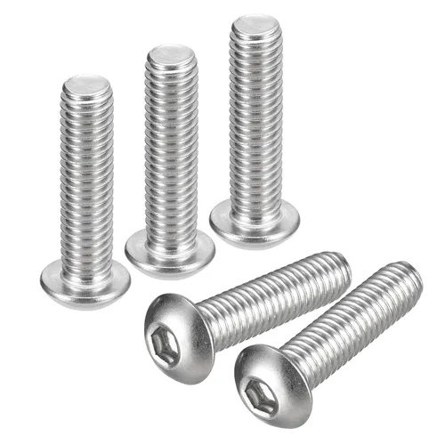 Vista 17 de uxcell Tornillos de cabeza de botón de 1/4-20x1, 25 piezas de tornillos hexagonales de acero inoxidable 304, tornillos de rosca completa