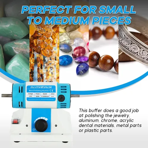 Vista 7 de Amortiguador de banco de velocidad variable con 3 tipos de ruedas de pulido Jewelry Polisher Benchtop Buffing Machine, 110V Electric, for Jewelry
