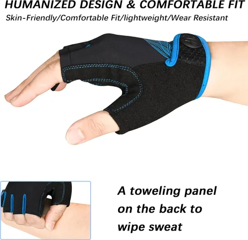 Vista 4 de MOREOK Cycling Gloves Bike Gloves for MenWomen-5MM Gel Pad Half Finger Bicycle Biking Gloves for CyclingWeight LiftingGymMotorcycleRowingOutdoor
