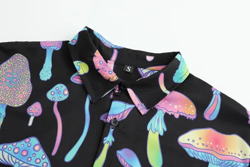 Vista 6 de PATSINFOS ropa de festival para hombre, trajes de festival para hombres, trajes rave para hombres, camisa hawaiana de hongos para hombres, 01