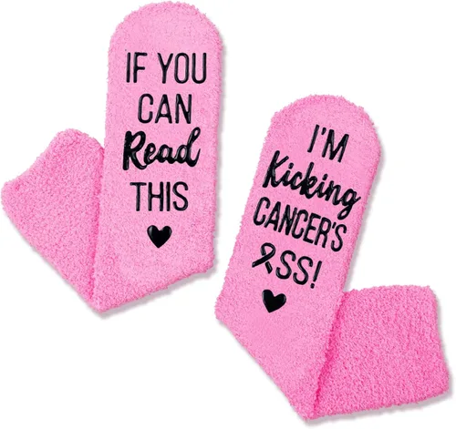 Vista 3 de HAPPYPOP Calcetines inspiradores para concienciación sobre el cáncer de mama para mujer, regalos inspiradores para concienciación de quimioterapia