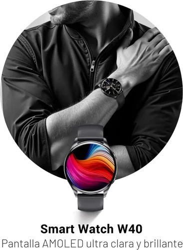 Vista 3 de IOWODO Reloj inteligente para mujeres y hombres, pantalla AMOLED ultra clara de 1.43", rastreador de actividad física con monitor de frecuencia